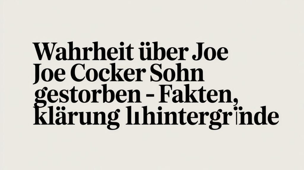 Wahrheit über Joe Cocker Sohn Gestorben – Fakten, Klärung und Hintergründe